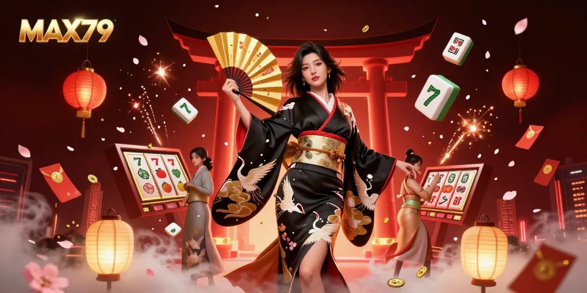 Experience top-tier gaming at MAX79, where winning reels and cherry blossoms create a captivating casino atmosphere.