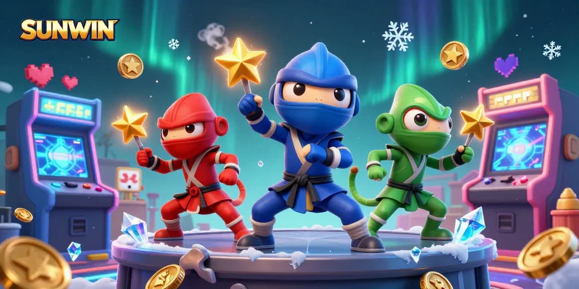 SUNWIN offers an electrifying gaming experience as ninja chameleons engage in vibrant casino action.