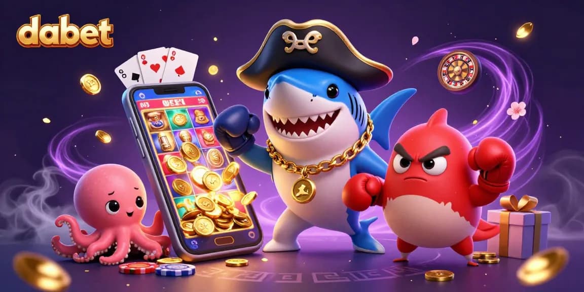 Dabet offers an exciting casino experience with cartoon characters engaging in thrilling gameplay.