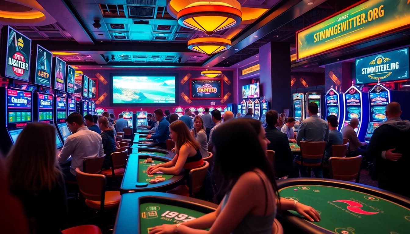 Experience the excitement of stimmgewitter.org with diverse players in a vibrant casino atmosphere.