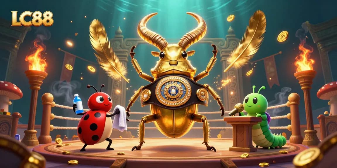 LC88 showcases vibrant gaming action with a golden stag beetle and immersive casino elements.