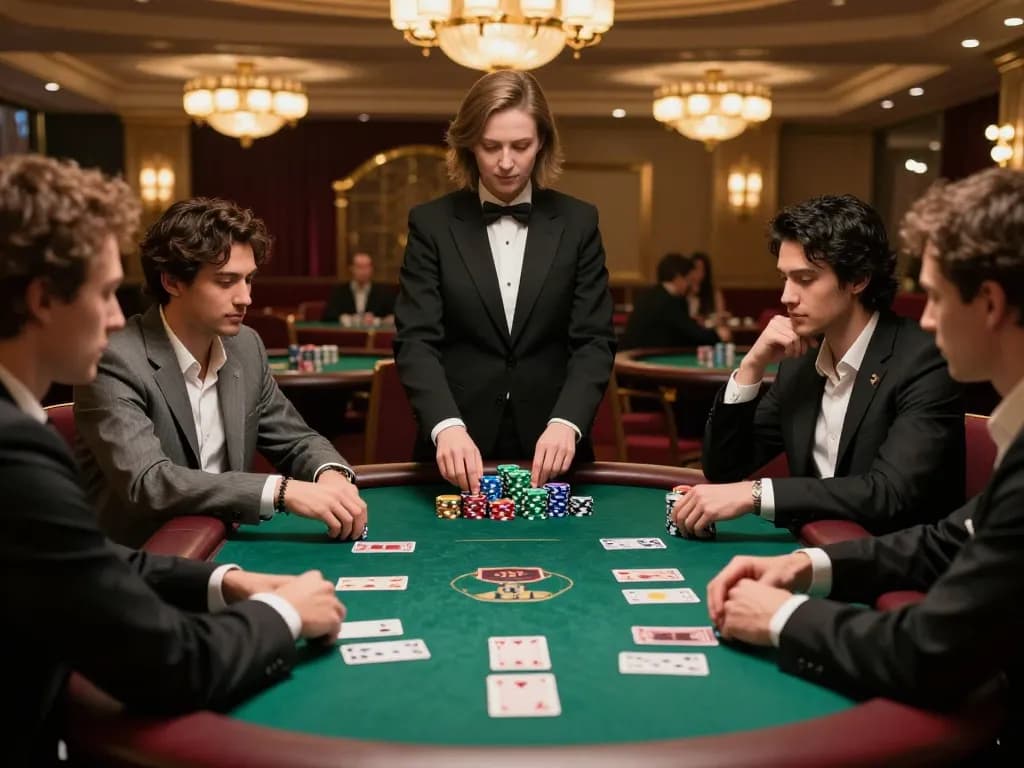 Sunwin players engage in an intense poker game with colorful chips and strategic bets.
