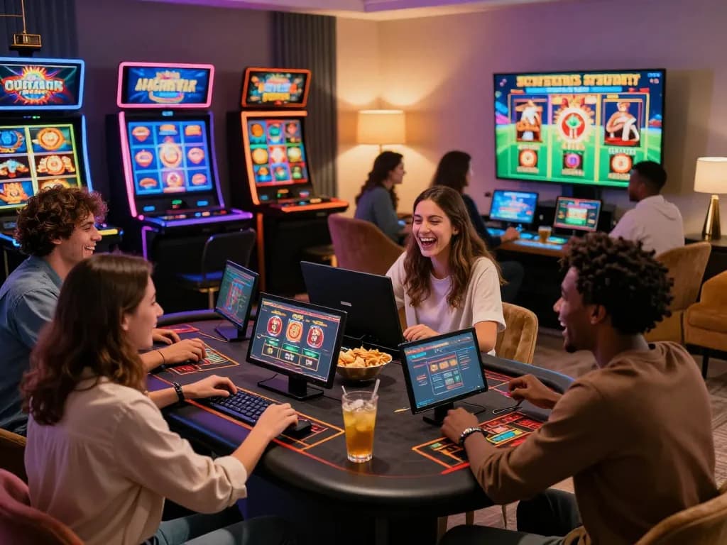 Engaging gaming night at home featuring friends enjoying 789club's online casino.