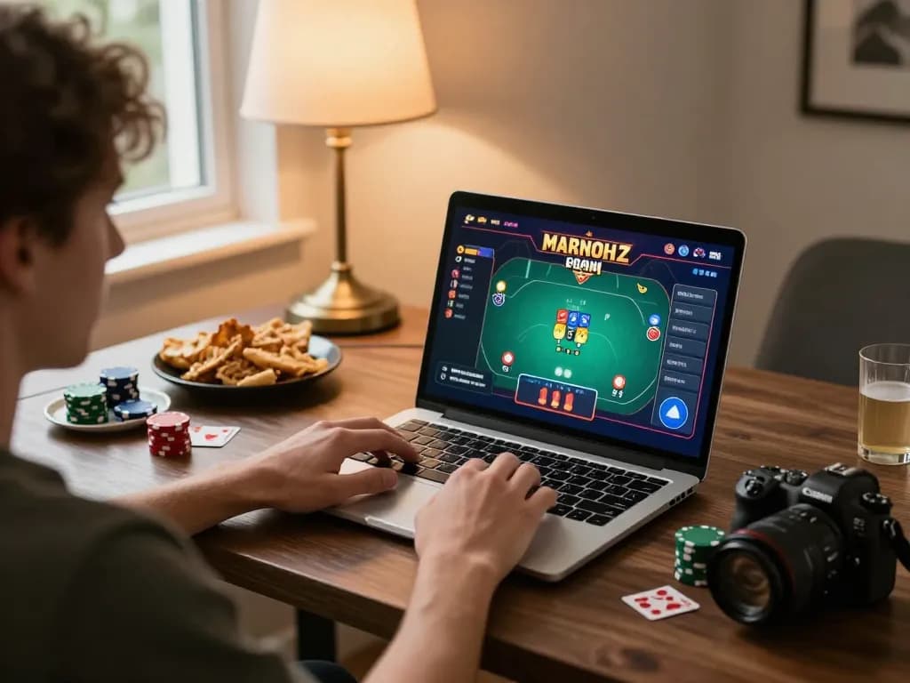 Engaged player mastering online poker strategies, focused on DA88 poker game graphics and immersive gameplay experience.