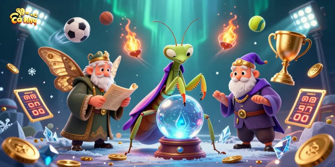 Experience the thrill of cà khịa tv as cartoon characters reveal crystal ball fortunes amidst dynamic sports elements.