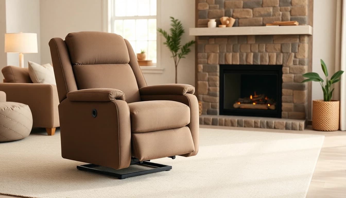 Explore a power lift chair in a cozy living room, showcasing comfort and modern design.