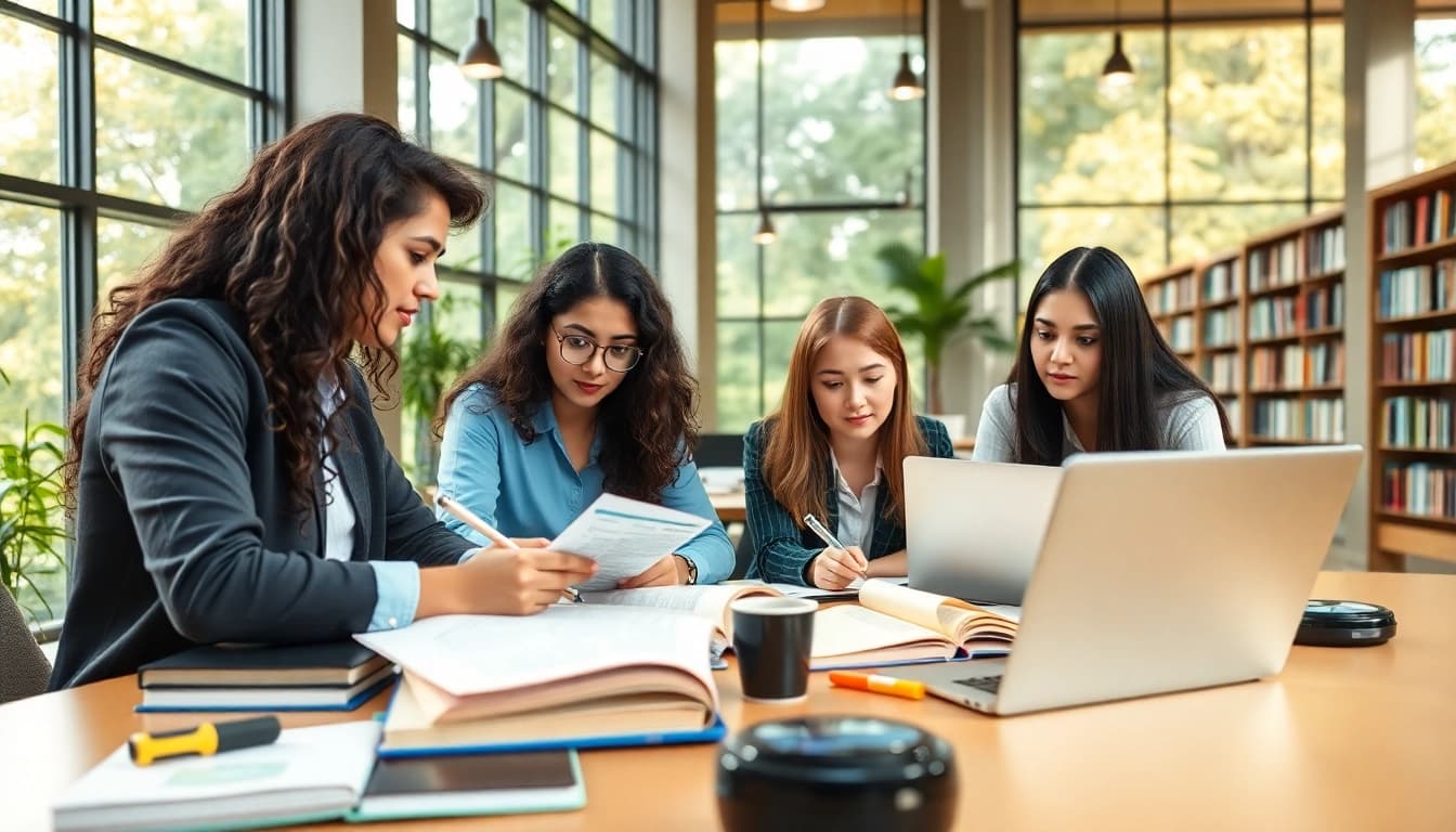 Enhancing exam support through collaborative study in a bright and inviting library.