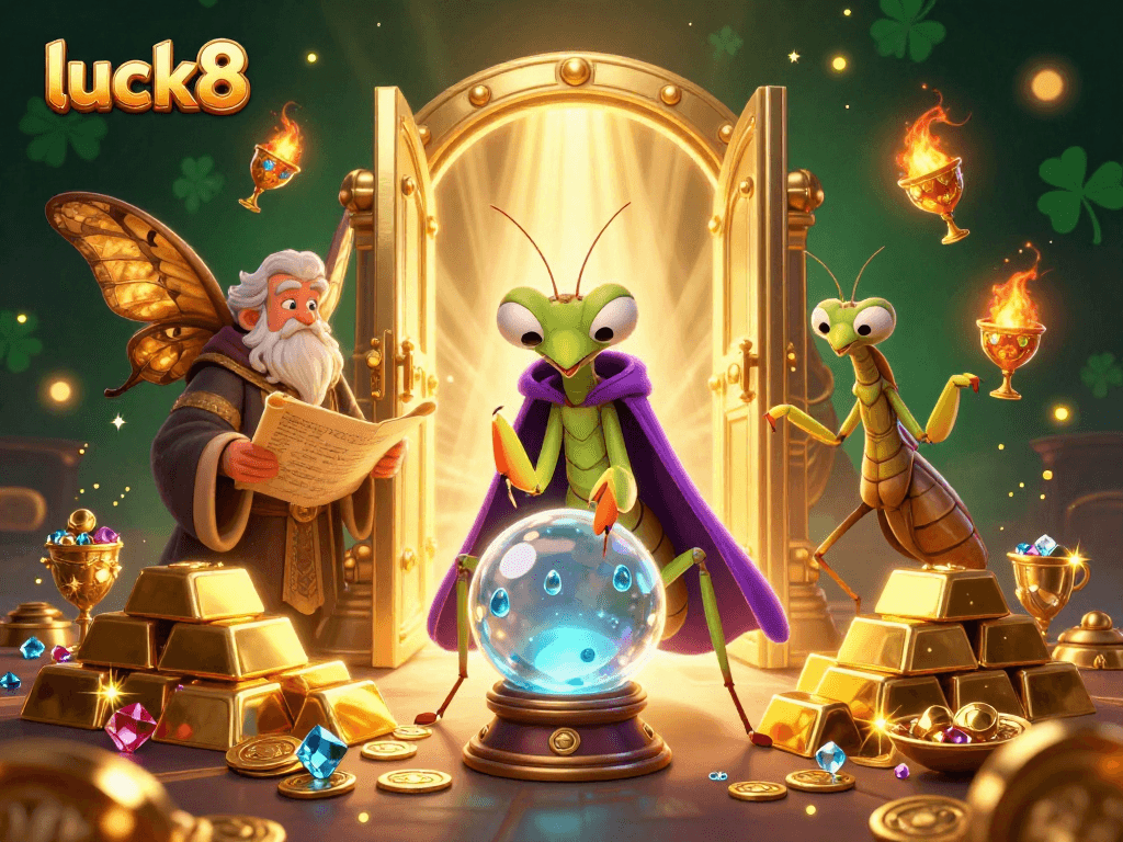 Win big with luck8 at the vibrant casino, featuring fortune tellers in a mystical atmosphere.