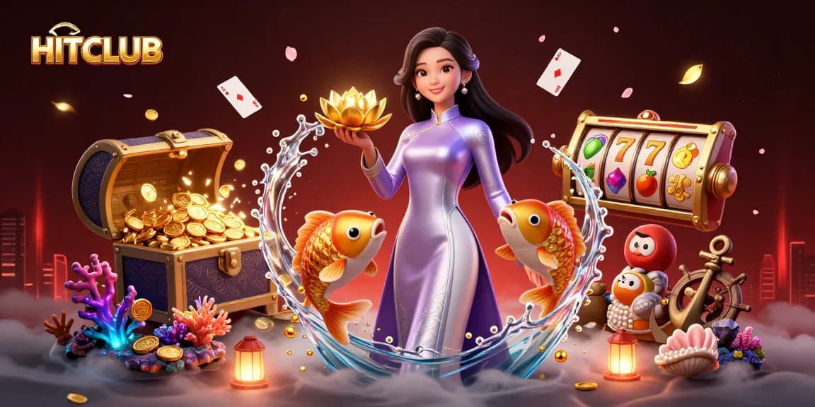 Experience the excitement of HITCLUB with vibrant elements, detailed characters, and dynamic casino themes.