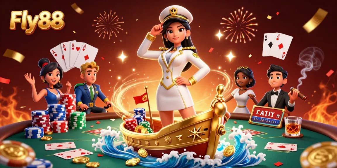 Fly88 players indulge in thrilling poker with dynamic gameplay, winning chips soaring around them.
