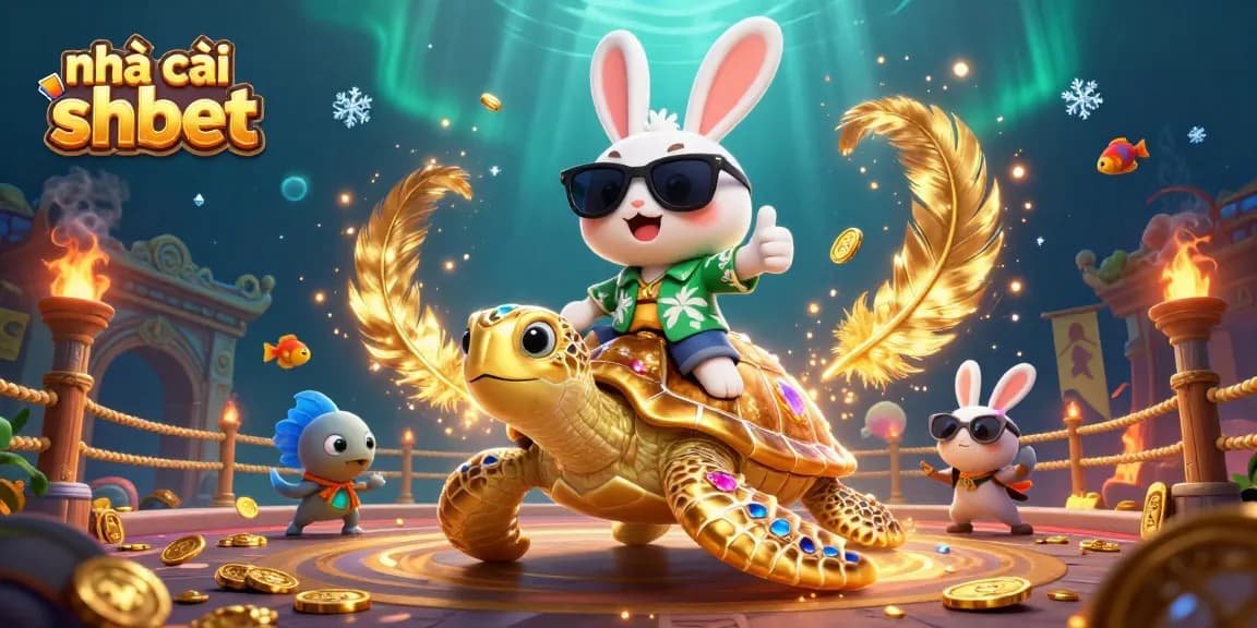 Experience thrills with nhà cái shbet's colorful casino world featuring vibrant lucky rabbit and turtle.