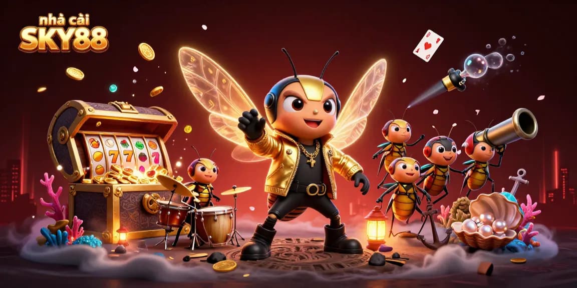 Experience thrilling gaming action with nhà cái SKY88 in a vibrant casino scene.