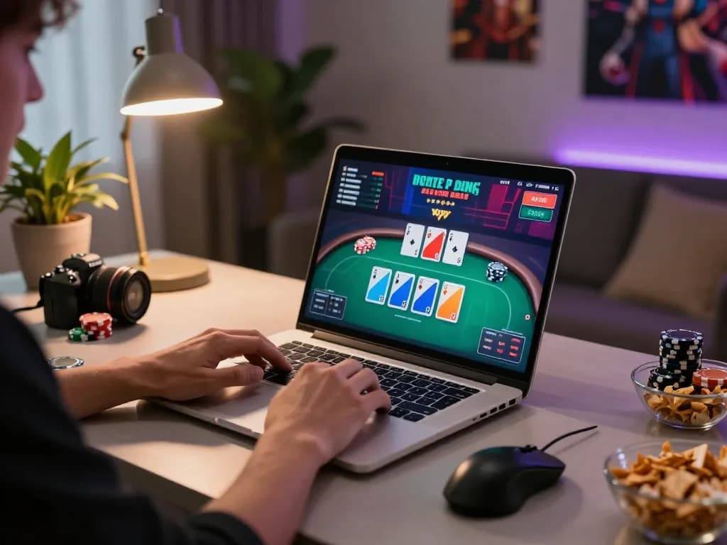 Xoso66 player enjoying a thrilling online poker game from the comfort of their home
