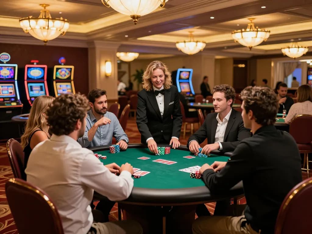 Players engaging in an exciting poker game at F168's upscale casino venue