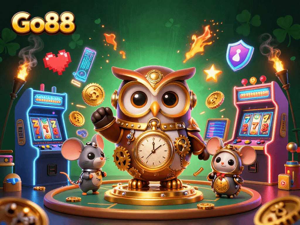 Play thrilling slots and jackpot games with Go88's vibrant 3D casino characters and gaming elements.