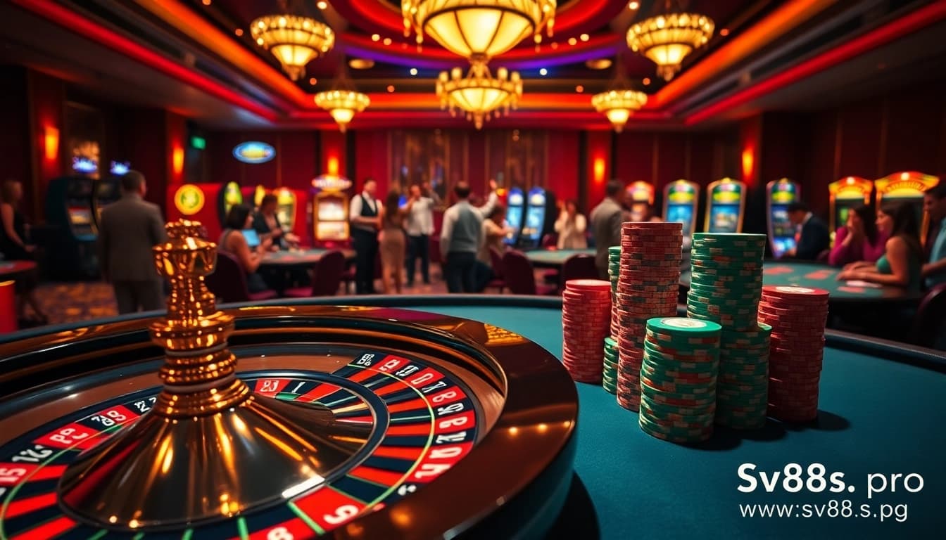 Engage in thrilling casino gameplay at https://sv88s.pro with vibrant roulette chips and games.