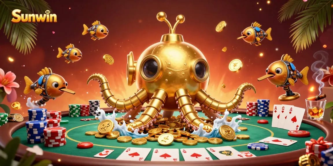 Engage in thrilling gambling adventures with Sunwin's immersive 3D casino illustration.
