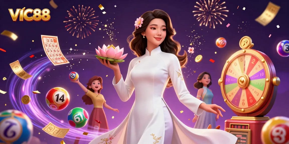 Join VIC88 to enjoy exciting lottery games with colorful elements and a magical atmosphere.