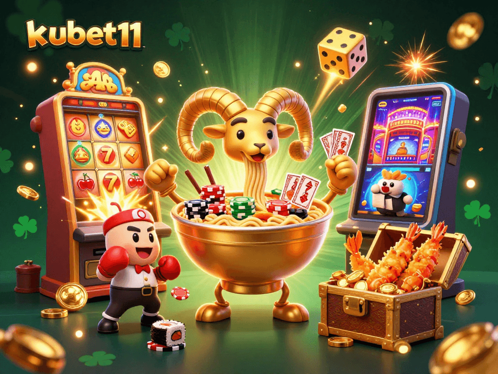 Experience thrilling gameplay at kubet11 with vibrant 3D casino illustration featuring dynamic characters and jackpots.