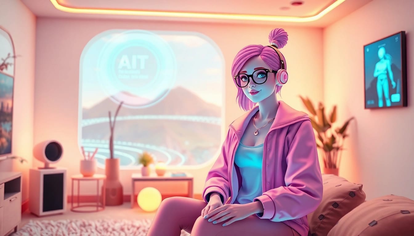 AI girlfriend interacting on a digital platform, showcasing companionship and technology.