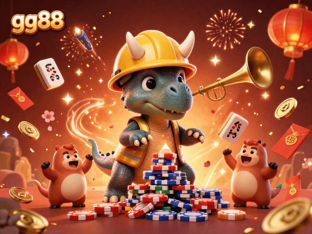 Celebrate gaming wins with gg88 in an energetic illustrated scene of fun and excitement.