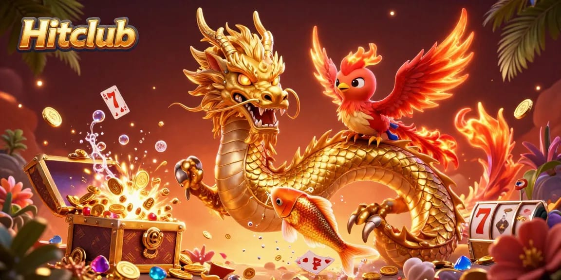 Experience thrilling gameplay at Hitclub with a dazzling dragon and winning symbols.