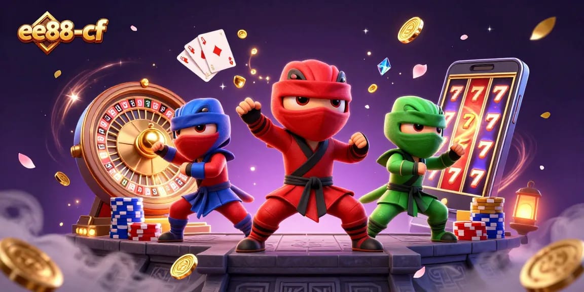 Experience thrilling action at ee88-cf with ninja chameleons and vibrant casino elements!