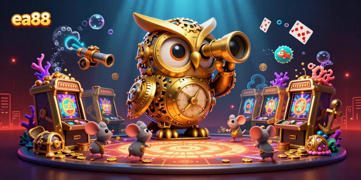 Experience thrilling gaming action with ea88’s vibrant 3D casino scene full of excitement.