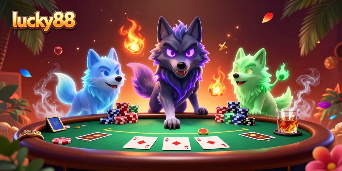 Engage in thrilling poker action with lucky88’s cinematic 3D shadow wolves at the ultimate gaming table.