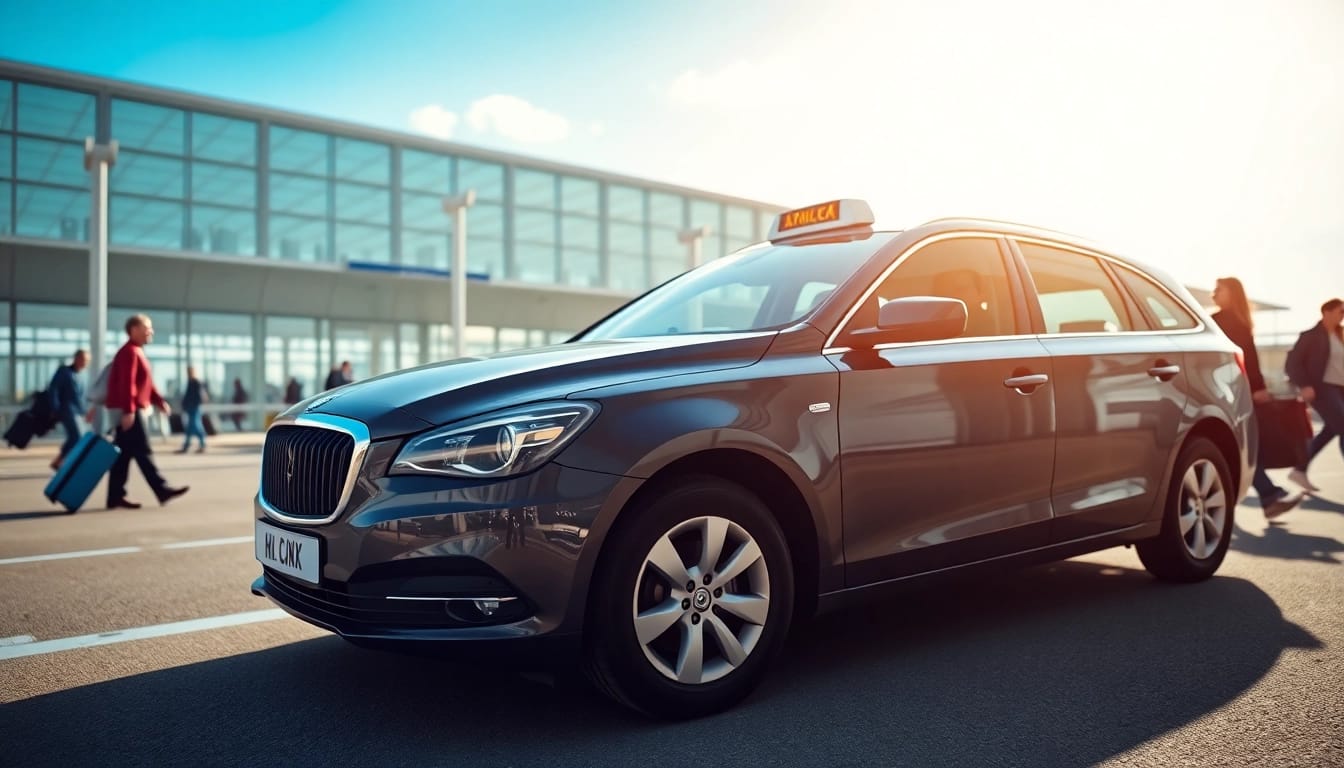 Taxi service at Luton airport ready to transport passengers efficiently.