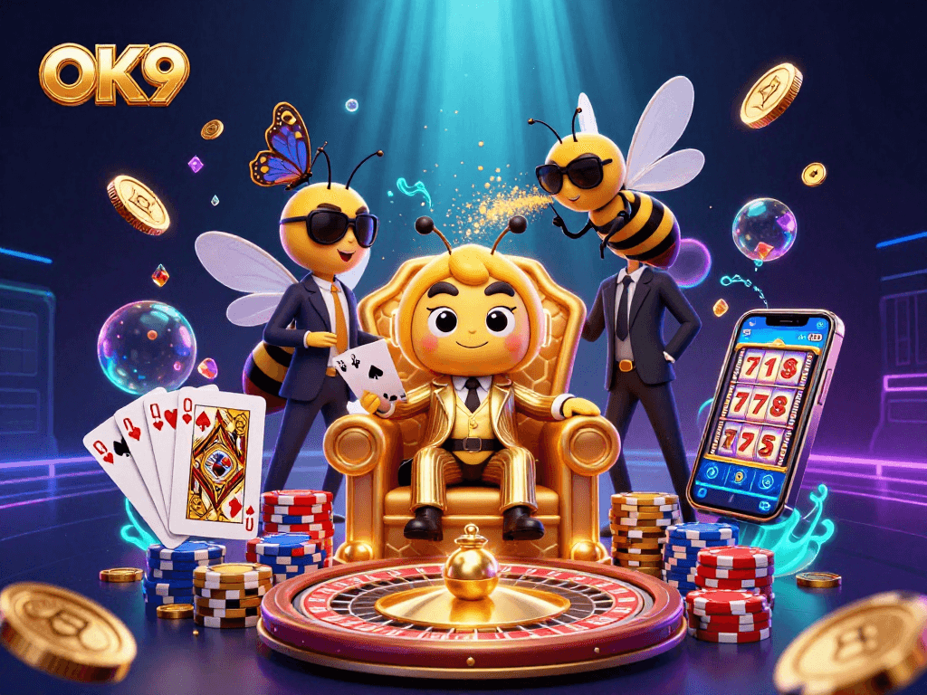 Experience the thrill of casino betting with OK9's thrilling 3D mob boss scene, showcasing excitement.