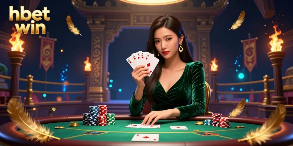 Experience hbet win at a luxury poker game featuring stunning visuals and vibrant casino elements in an engaging 3D illustration.