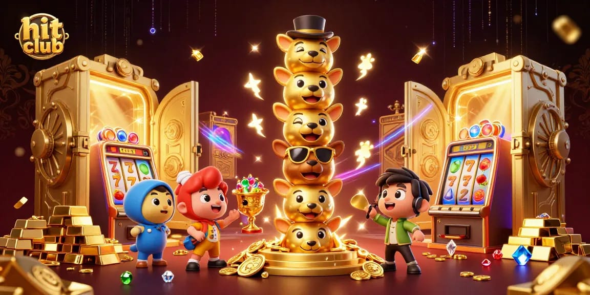 Engage with the hit club experience featuring a 3D cartoon totem and glowing treasures.