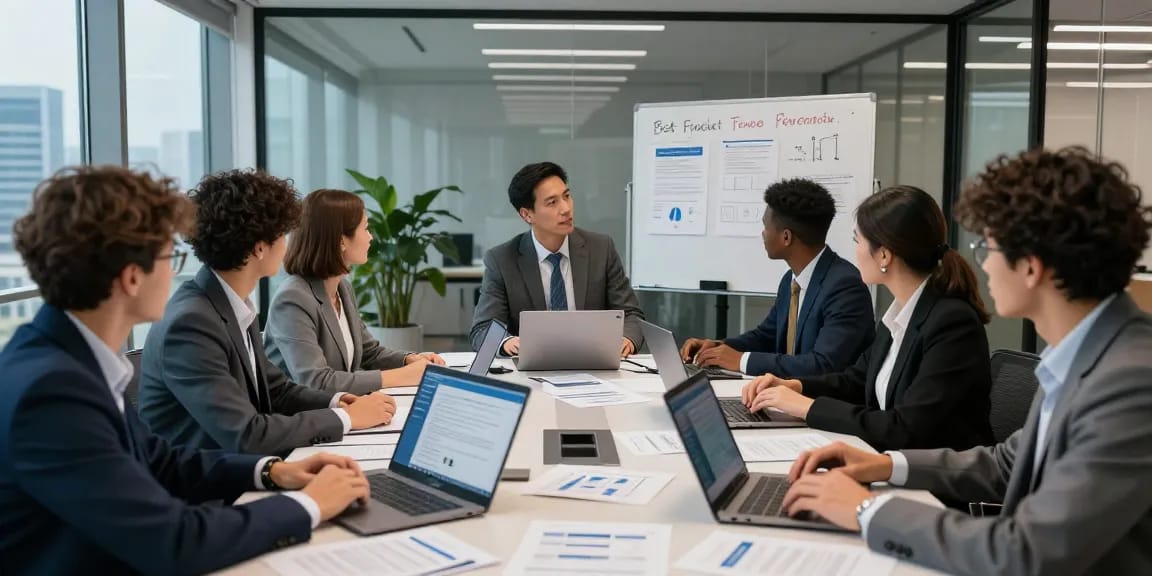 Team analyzing document fraud detection strategies in a modern office setting.