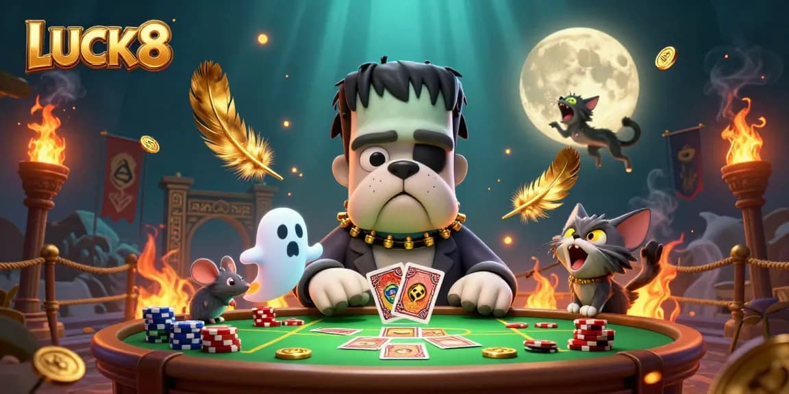 LUCK8 offers thrilling moments at a haunted casino, showcasing unique characters and vibrant visuals.