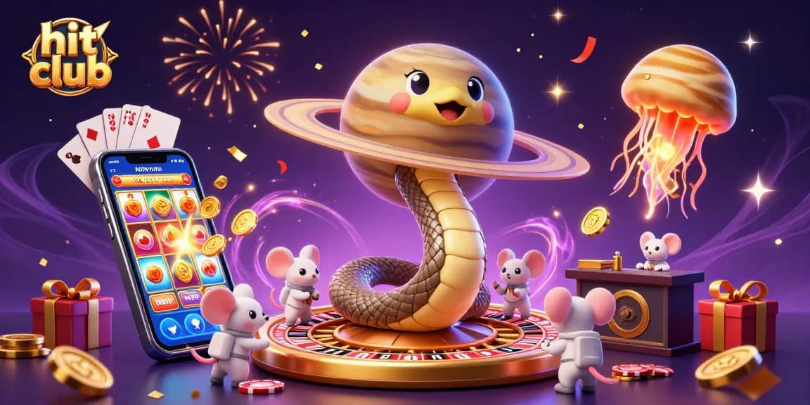 Place bets at hit club with a cosmic dealer and engaging gambling elements in a vibrant scene.