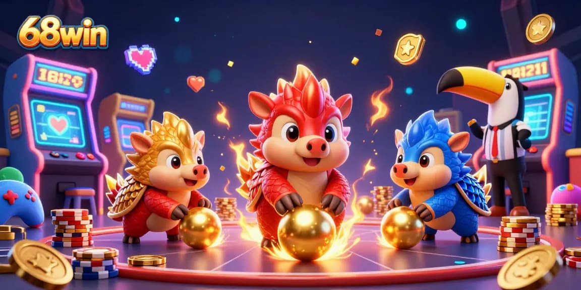 Experience thrilling gameplay at 68win with vibrant pangolins competing in a dynamic casino setting.