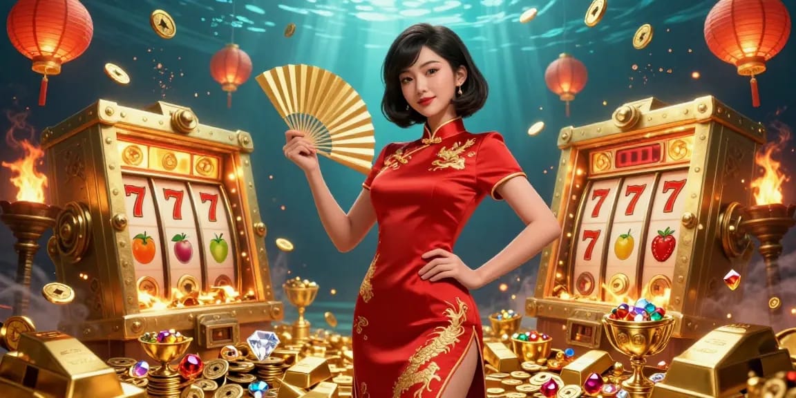 Experience striking gameplay at oxbet with vibrant slot reels amidst gold treasures.