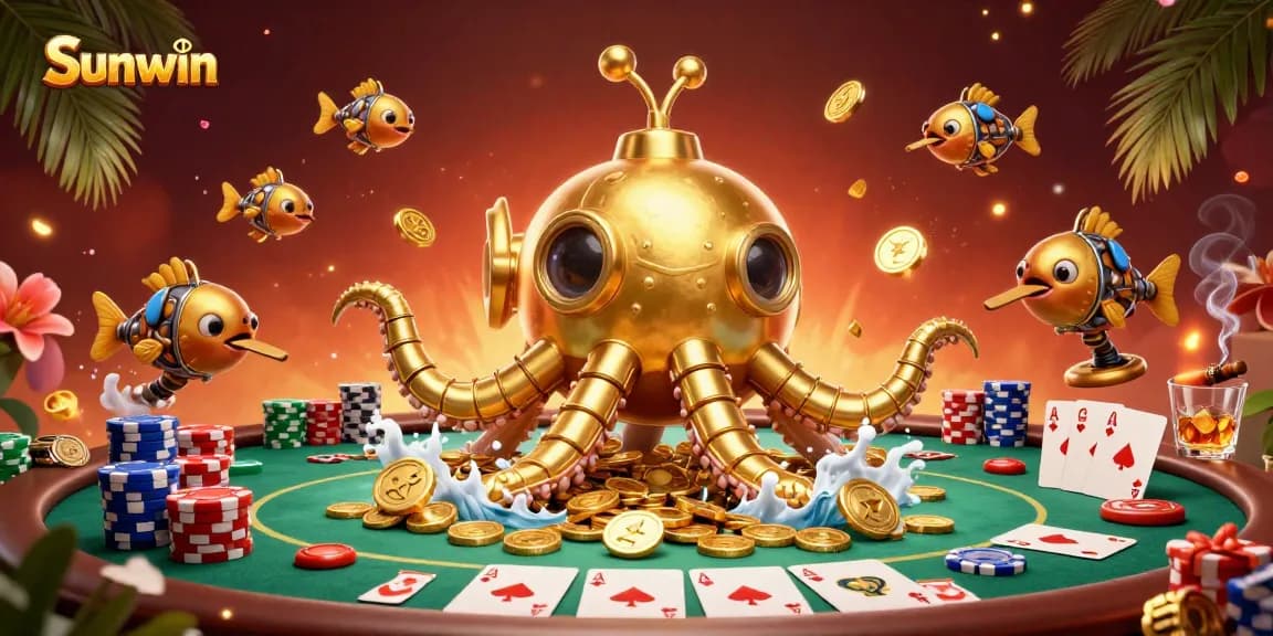 Engage in thrilling gambling adventures with Sunwin's immersive 3D casino illustration.