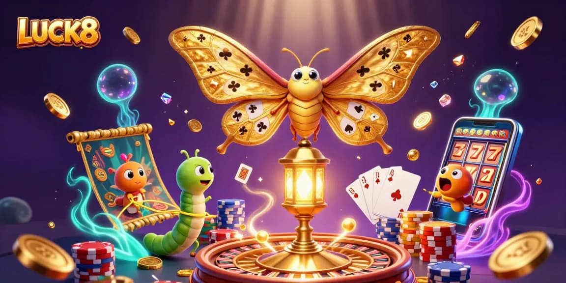 Bet with LUCK8 in a dazzling casino scene featuring gold coins and energetic elements.