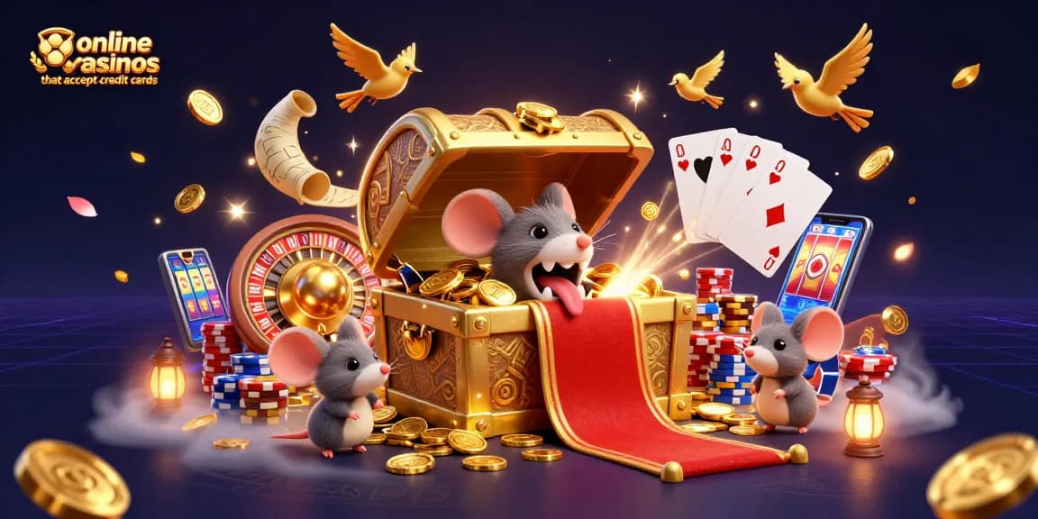 Engage with online casinos that accept credit cards featuring interactive gaming elements and vibrant casino scenes.