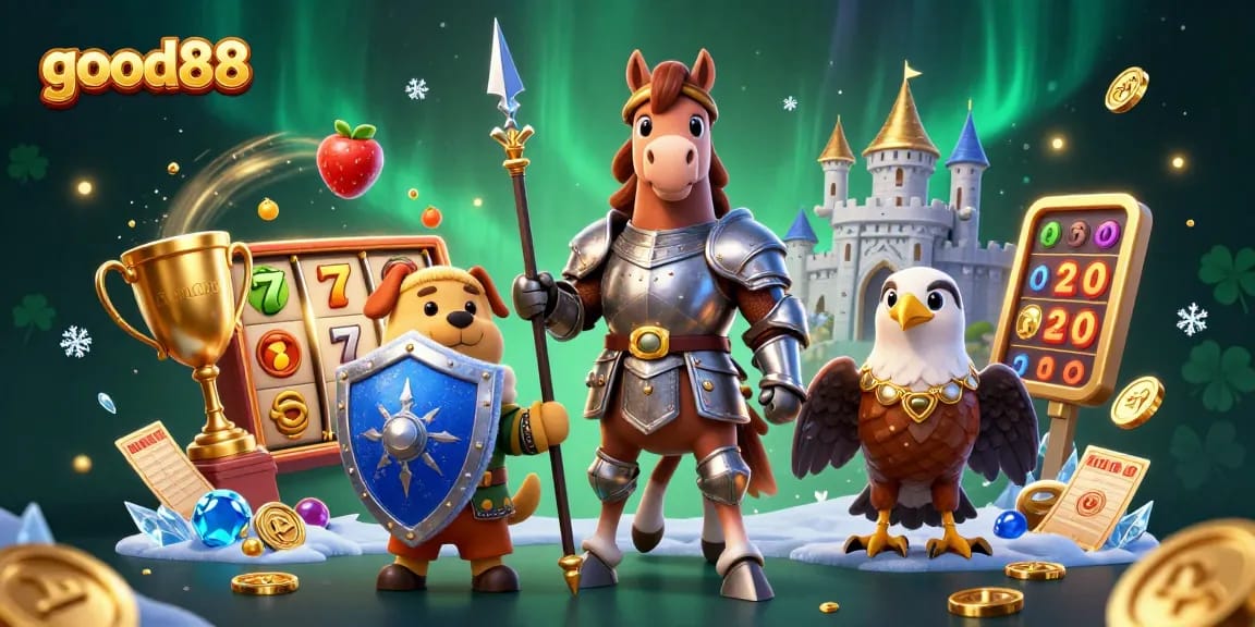 Spin the reels with good88's slots, as knights and charms fill the exhilarating scene!