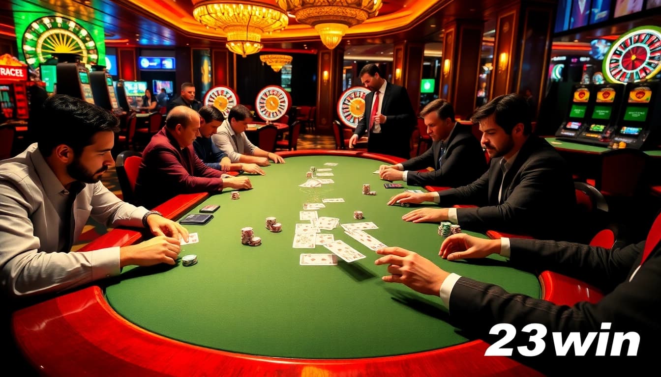 Experience thrilling card gameplay at 23win's luxurious poker tables.