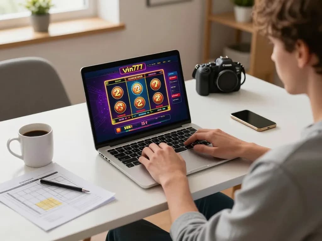 Engaging with vin777 online casino from home, showcasing an exciting gaming experience and personal strategy.