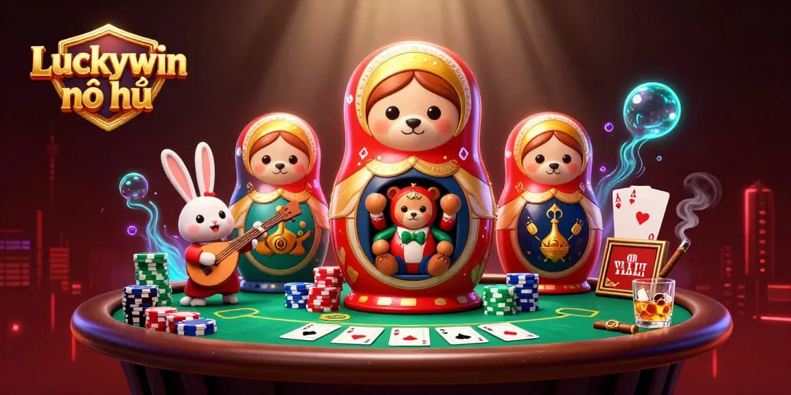 Spin to win with Luckywin nổ hũ, showcasing dynamic casino action and vibrant characters.