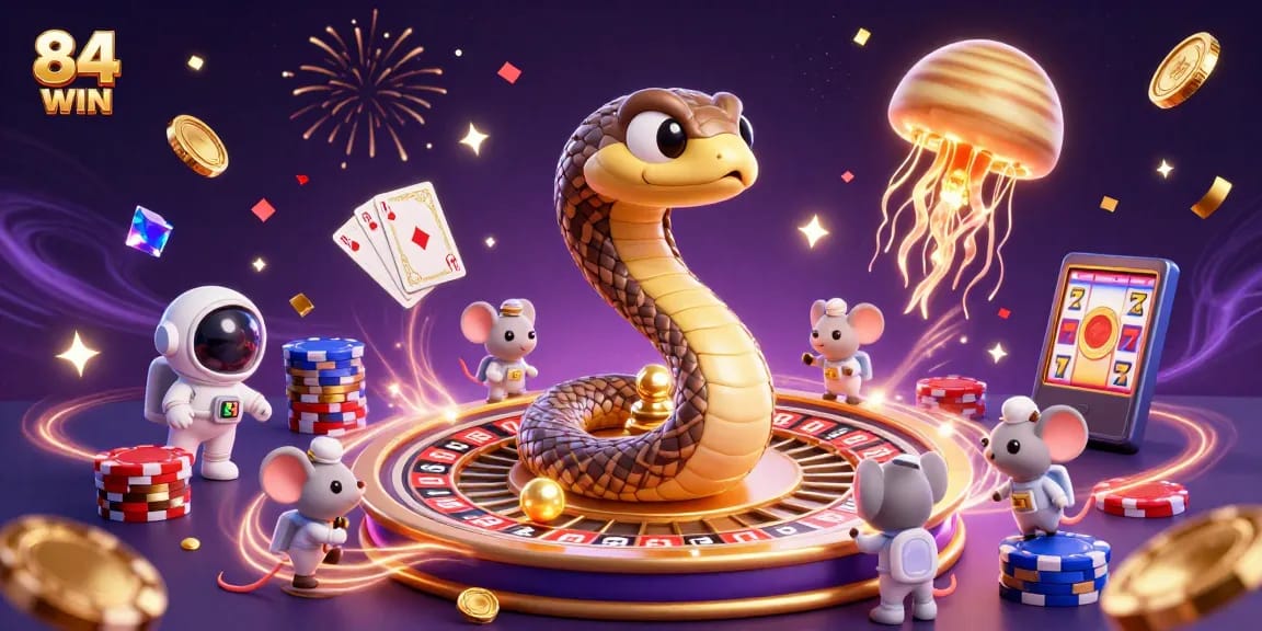 Experience thrilling gameplay with 84WIN as astronaut mice bet on a cosmic roulette wheel.