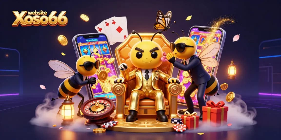 Engage in thrilling games at website Xoso66 with a vibrant scene featuring a cartoon bumblebee mob boss.