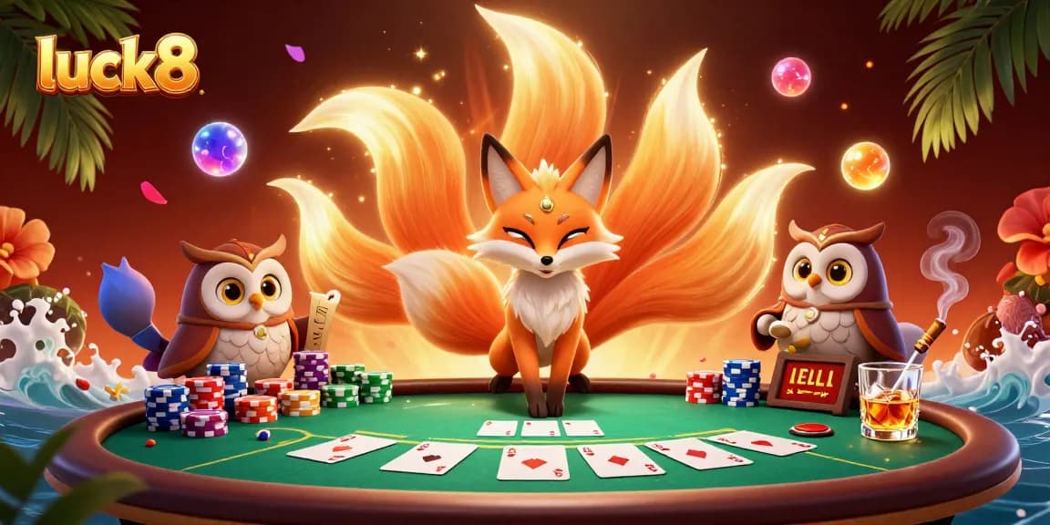 Experience the thrill of luck8 casino with lively characters and dynamic poker elements.