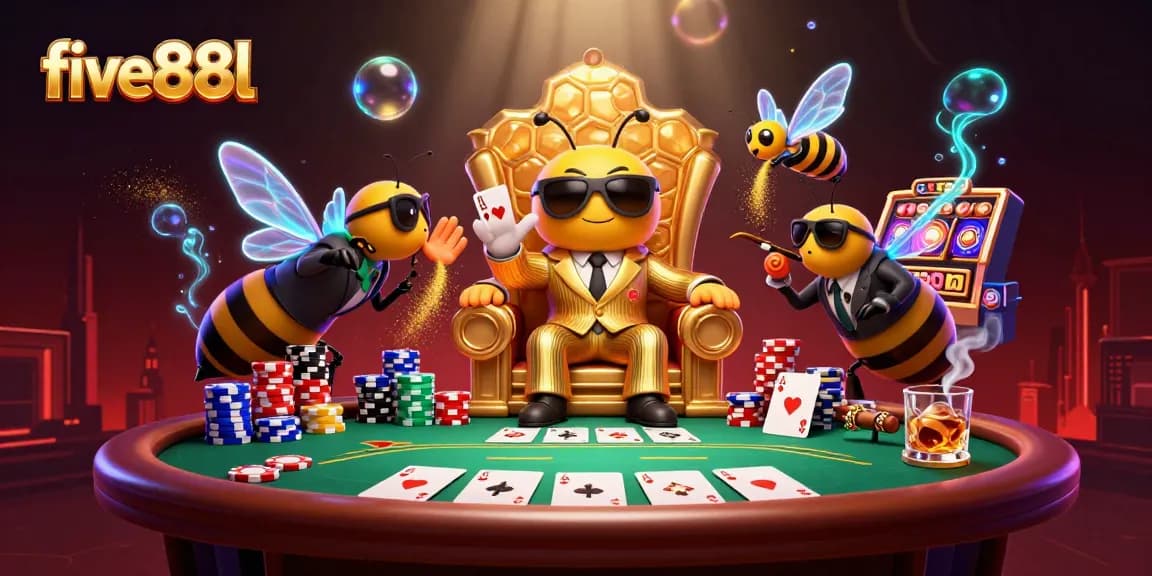 Experience the excitement of five88l with a dynamic illustration of casino characters and games.
