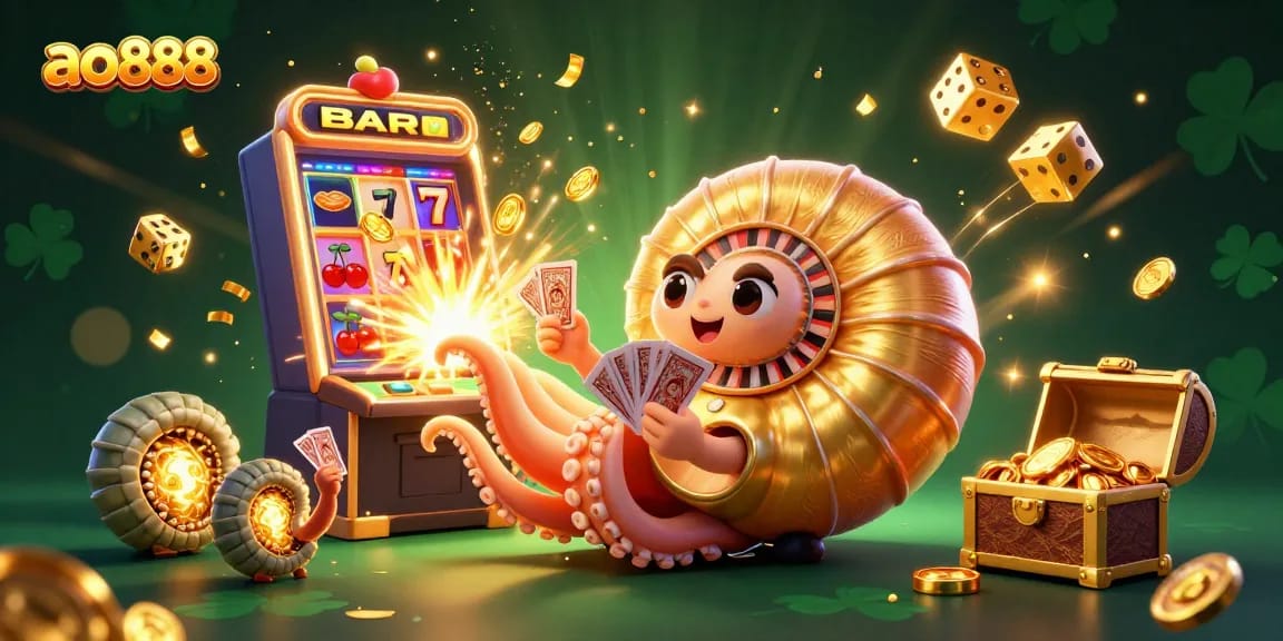Experience vibrant casino fun with ao888's giant nautilus roulette and dynamic slot machine.